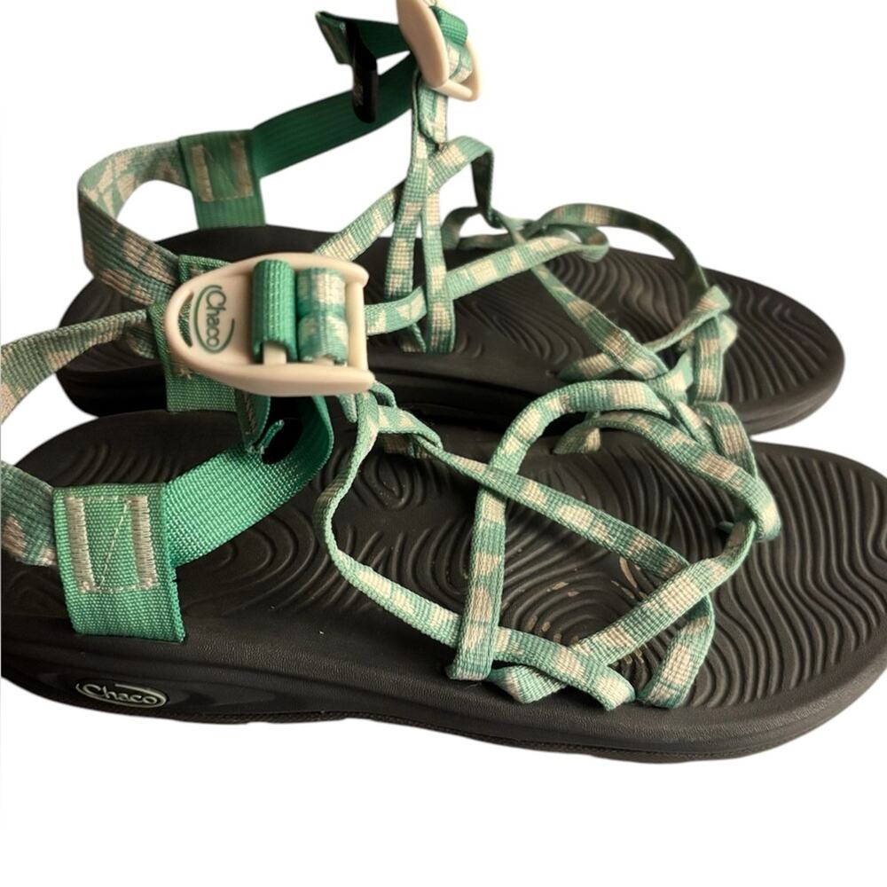 Chaco Sandals Womens Size 10 Active Strappy Green Geo Print Buckle Logo